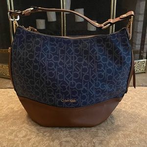 Calvin Klein Blue/Brown Vintage Leather Tote